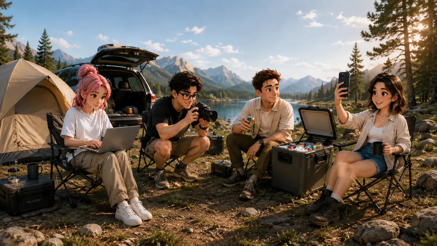 Travel Science crew at a summer campsite