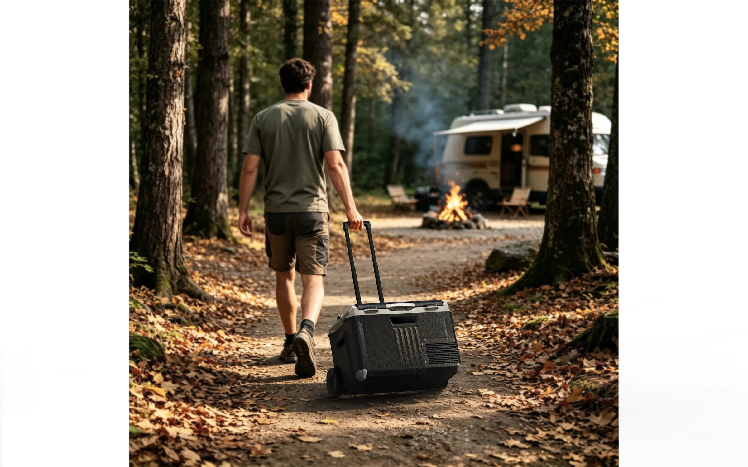 EXM cooler on uneven campsite ground