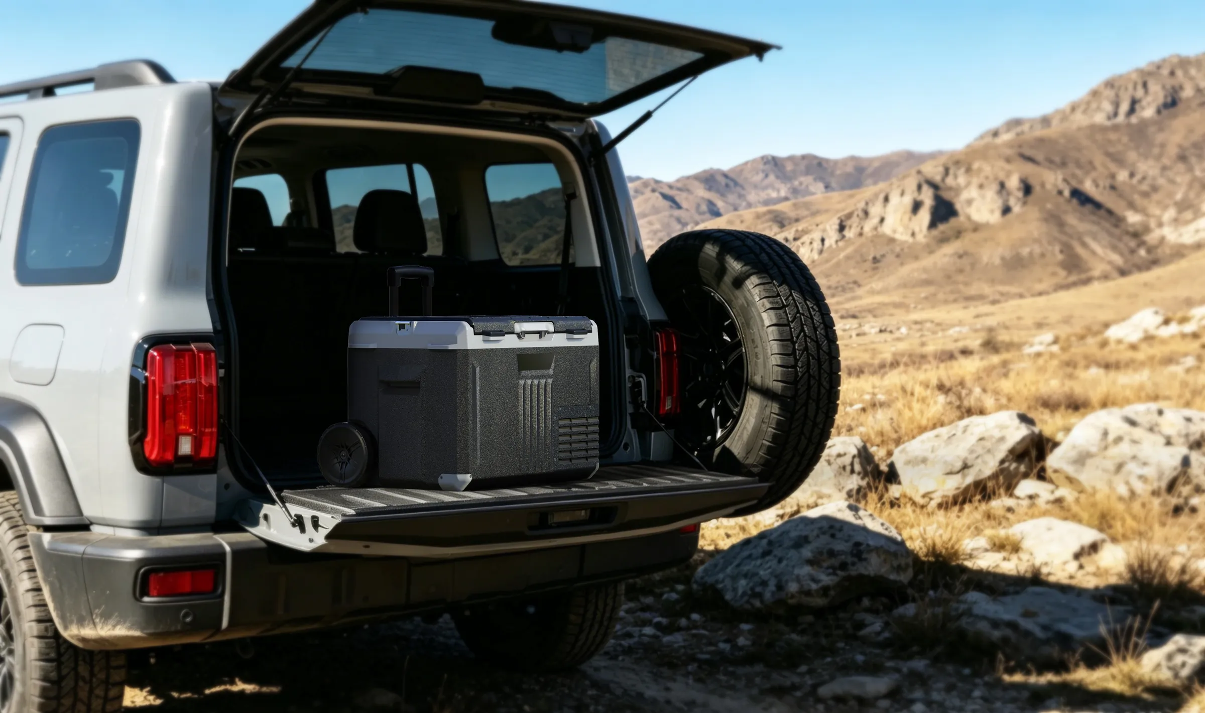 EXM cooler in a vehicle trunk