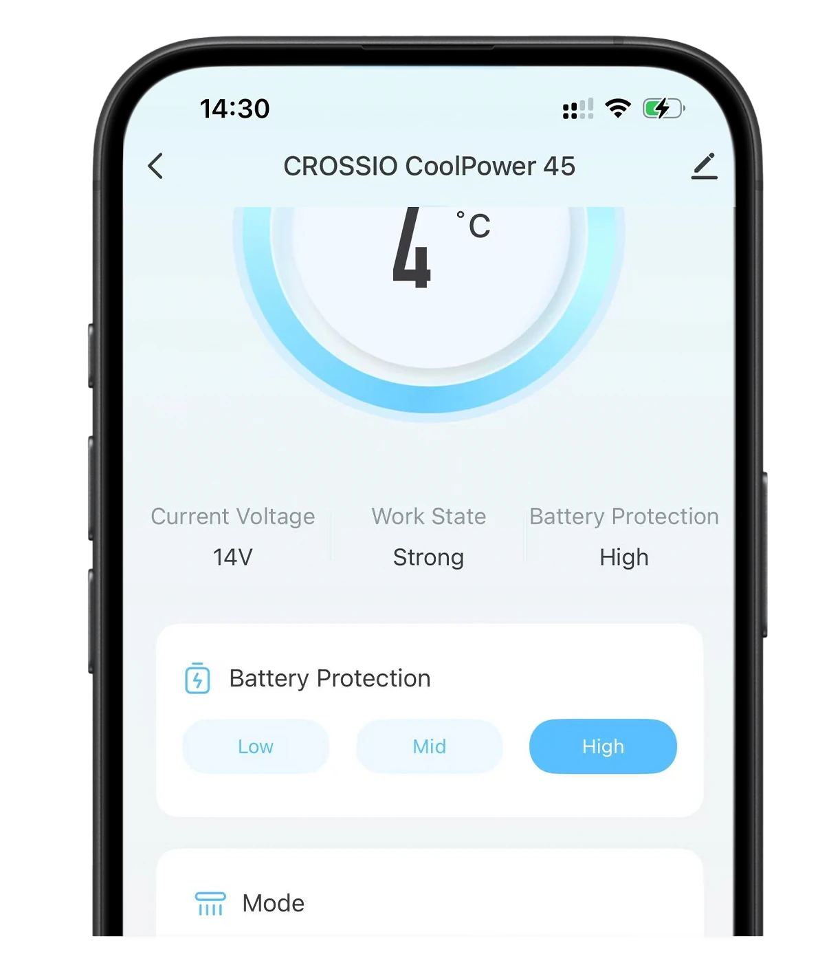 Tuya app control screen on a phone
