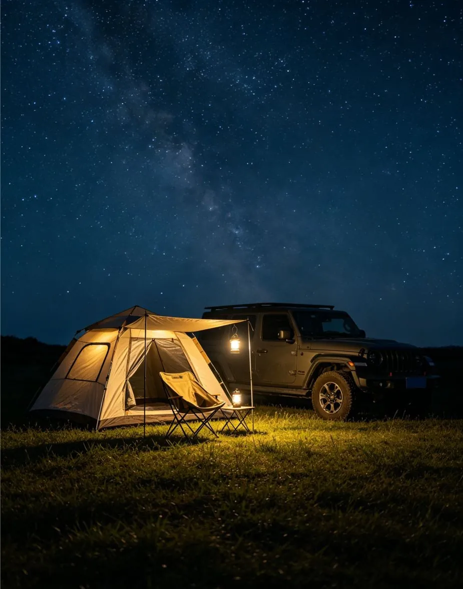 Quiet camping night scene